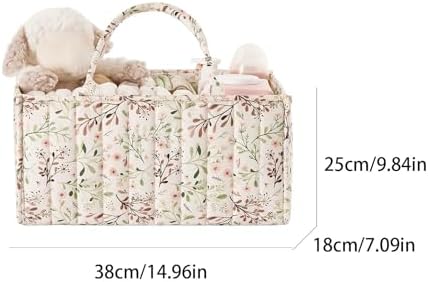 Quilted Fabric Storage Basket Floral Baby Diaper Caddy Quilted Basket - Image 6