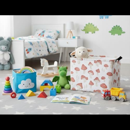 Rectangular Kids Basket Baby Girl Basket Fabric Storage Bin Organizer Box Room - Image 3