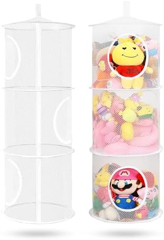 2Pcs Hanging Stuffed Animal Storage Hammock Net 3 Tiers by coastalrose