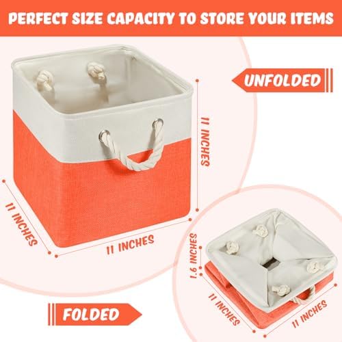 Geiserailie 6 Pcs 11 x 11 Inch Cube Storage Bins Fabric Storage Organizer Bins - Image 2