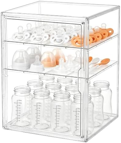 3‑Tier Clear Acrylic Baby Bottle Organizer by Unknown