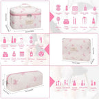 Gosect 3PC Makeup Bag Set, Quilted Makeup Bag Set, Large Floral Cosmetic Bag - Image 2