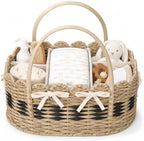 Large Diaper Caddy Organizer, Handwoven Natural Seagrass Basket by Klippehop