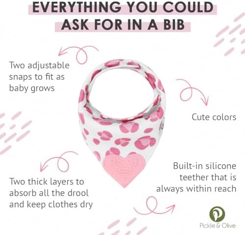 Pickle & Olive - Baby Bandana Girl Teething Bibs - Set Of 4 -Leopard - Image 2