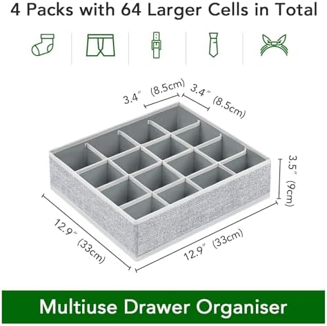 Joyoldelf Sock Drawer Organizer Divider Underwear Organizer 16-cell Fabric - Image 2