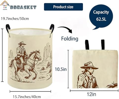 Kids Laundry Basket Cow Boy Hamper - Image 2