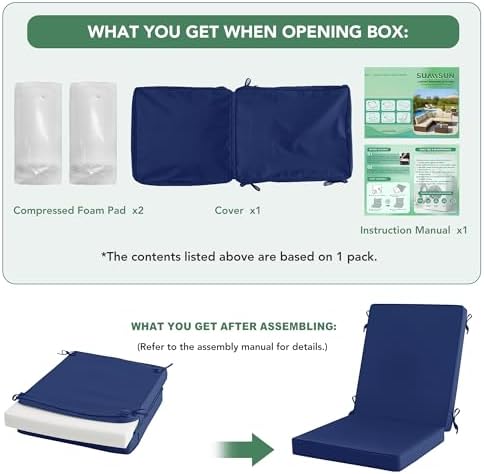 Summsun High Back Patio Chair Cushions 20 x 20 Inch - Image 4