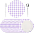 Funnymoom 60 Pcs Purple and White Gingham Disposable Paper Placemats Round by Funnymoom