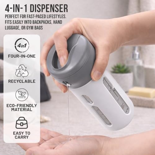 Travigo 4-in-1 Travel Dispenser Bottle Set, TSA Approved, Leak Proof, Reusable - Image 2