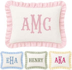 Muslin Pillow Cover, Monogram Pillow Covers, Personalized Name Ruffle Baby by Locobird