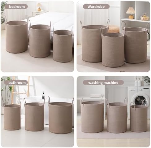 Laundry Basket Hamper Tall Rope Storage Woven - Image 3