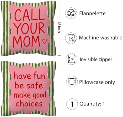 kdqua Funny Call Your Mom Pillow Cover 18x18 Double-Sided, College Student - Image 5