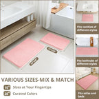 Polyester Bathroom Rug 24"x36" Pink, Non-Slip Soft Shaggy Bath Mat - Image 3