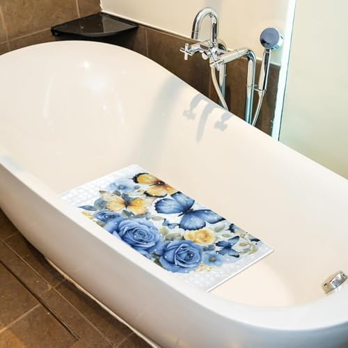 Shower Mat Non Slip 26.8 x 15.1 Inches, Butterflies Rose Bathtub Mat Shower - Image 5