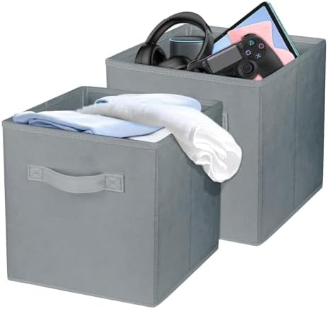 2 Pcs Storage Cubes, 10.5 Inch Collapsible Storage Bins, Fabric Foldable Bins by Zuihug
