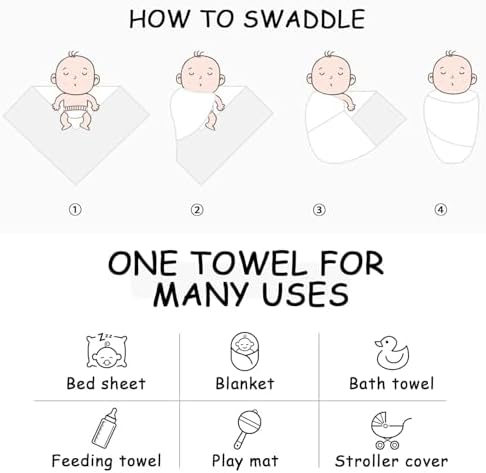 DRESHOW BQUBO Cotton Baby Swaddle Hat Set Newborn Infant Receiving Blankets - Image 7