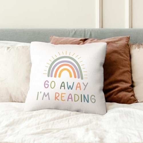 kdqua Boho Classroom Rainbow Reading Pillow Cover 18x18, Book Lovers Reader - Image 2