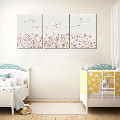 3Pcs Wildflower Nursery Canvas Wall Art Flower Botanical Sentence Poster - Image 7