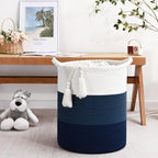 Laundry Hamper for Organizing, 52L Large Laundry Baskets, Cotton Rope Woven - Image 2