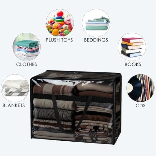 Blanket Storage Bags 4 Pack 60L Clothes Comforter Bedding Container Black - Image 4
