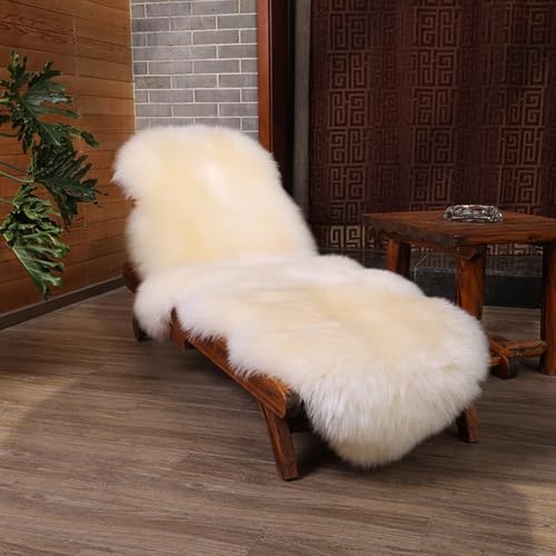 Genuine Real NZ Sheepskin Area Rug Fluffy Lambskin Fur Cream 2' x 6'3"ft - Image 2