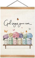 God Says You Are Wall Art Poster, Positive Christian Bible Verse Linen Canvas by Unknown