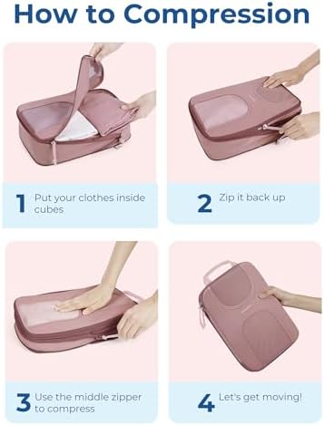BAGSMART 6 Set Compression Packing Cubes, Travel Luggage Organizer Bags - Image 5