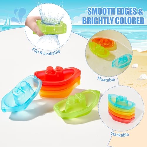 AMCHSURI 11 Pack Mold Free Bath Toys, Open Seamless Quick Dry Design, Stackable - Image 3