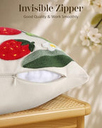 Embroidered Throw Pillow Cover, 20x20 Inch, Strawberry Leaves - Image 3