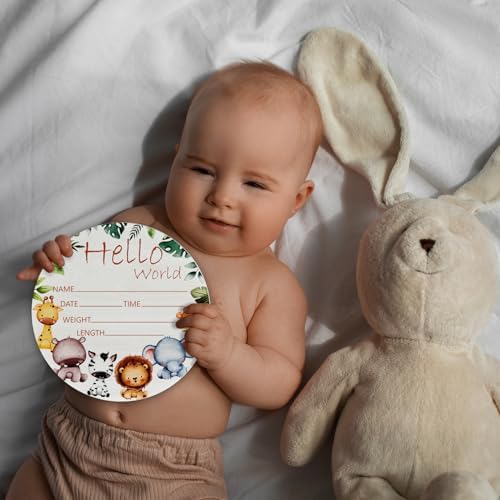 Woodland Baby Name Sign 6" Round Wood Birth Announcement - Image 5
