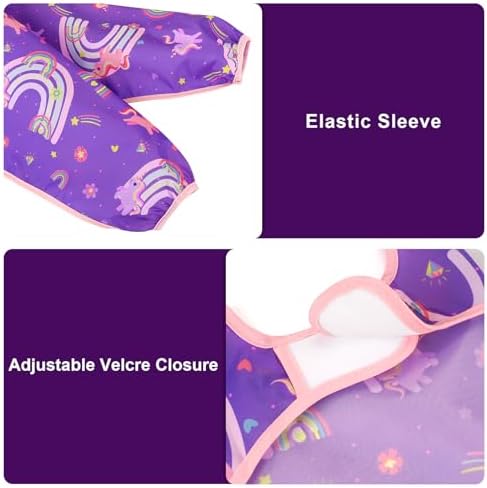 Accmor 5 Pack Long Sleeve Bibs, Baby Smock Waterproof Sleeved Bib Smock - Image 3