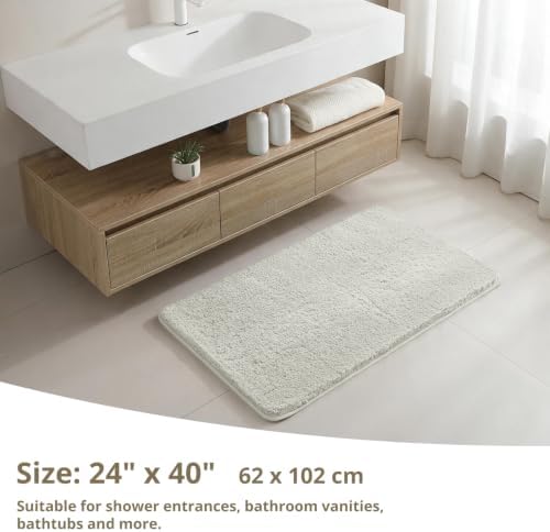 Polyester Bathroom Rug 24"x40" Light Gray, Non-Slip Soft Bath Mat - Image 2
