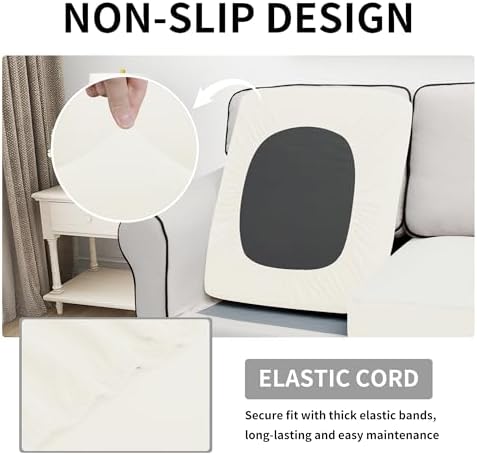 Easy-Going Waterproof Cushion Covers Set, Quilted Stretch 2-Piece Sofa Seat - Image 3
