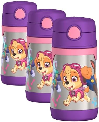 THERMOS Vacuum Insulated Stainless Steel 10oz Straw Bottle, Paw Patrol Girl by Thermos