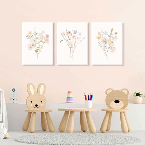 Nursery Wildflower Wall Art Girl Flower Canvas Wall Decor Floral Nursery Art - Image 7