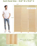 JOSTYLE Bamboo Room Divider, 5-Panel Folding Privacy Screen, 6 ft. Tall - Image 4