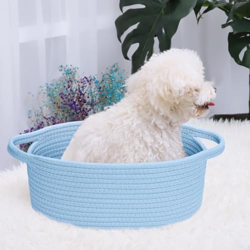 ABenkle Small Basket with Handles, Boho Decorative Rope Woven Dog Cat Toy - Image 4