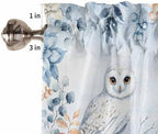 Blue Christmas Kitchen Curtains and Valances Set, Winter Snowy Owl Poinsettia - Image 7