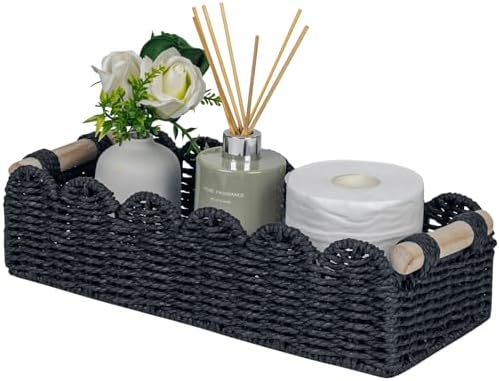 CubesLand Scalloped Toilet Paper Storage Basket W/Handle by CubesLand