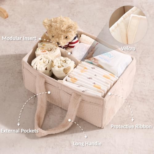 luxury little Soft Baby Diaper Caddy Organizer, Nursery Storage Basket - Image 3