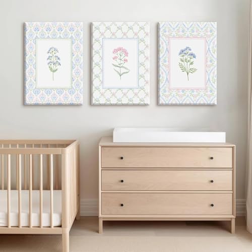 Wildflower Nursery Wall Art Decor Baby Girl Room Canvas Prints Pastel Floral - Image 7