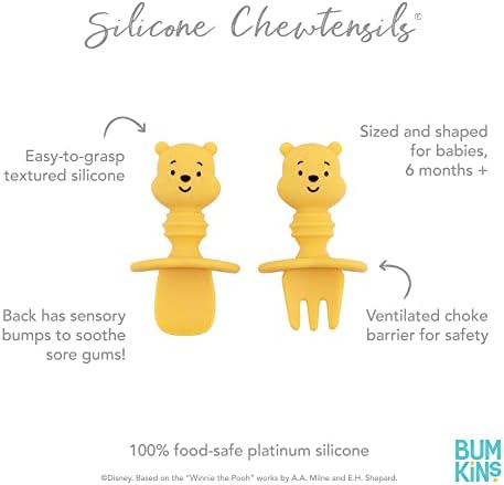 Bumkins Utensils, Disney Silicone Chewtensils, Baby Fork & Spoon Set, Training - Image 5