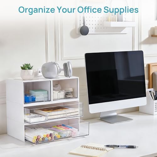 Vtopmart White Stackable Storage Drawers, 2 Pack Wide Organizers - Image 5