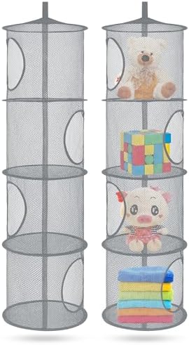 2Pcs Hanging Stuffed Animal Storage Hammock Net 4 Tiers - Image 6