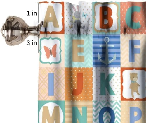 Kids Alphabet Window Valance, Cartoon Alphabet Animals Learning Daycare - Image 3