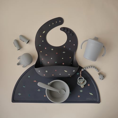 mushie Silicone Baby Bib | Adjustable Fit Waterproof Bibs - Image 2