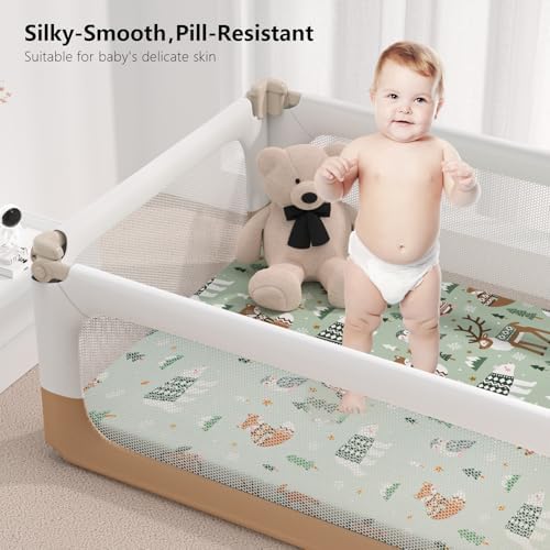 Pack N Play Sheets Fitted, Mini Crib Sheets, Breathable Soft Unisex Playard - Image 6