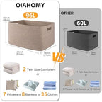 OIAHOMY 96L XXXLarge Blanket Basket Woven Cotton Rope Storage Basket Brown - Image 3