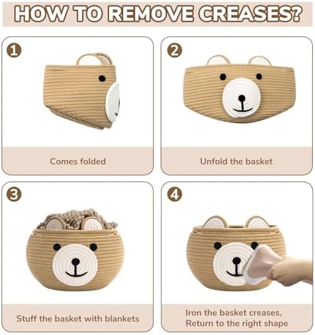 CherryNow Baby Basket for Gifts Empty, Cute Bear Design - Image 6