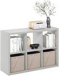 Furinno CUBICLE 6-Cube Book Shelf, Extra Thick Frame Bookshelf, Light Grey by Furinno-FitsYourSpaceFitsYourBudget